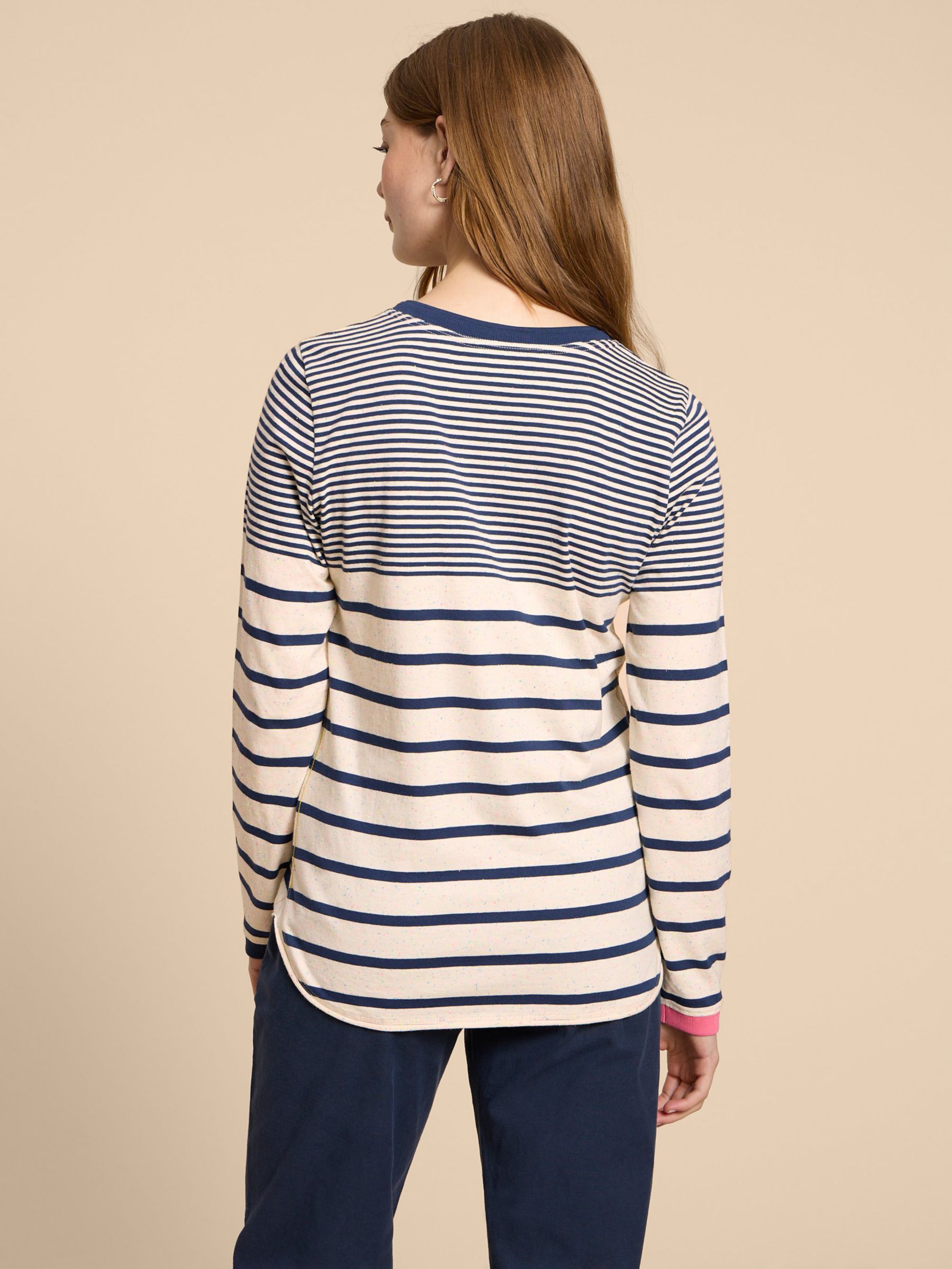 Buy White Stuff Clara Stripe Long Sleeve Top, Ivory/Multi Online at johnlewis.com