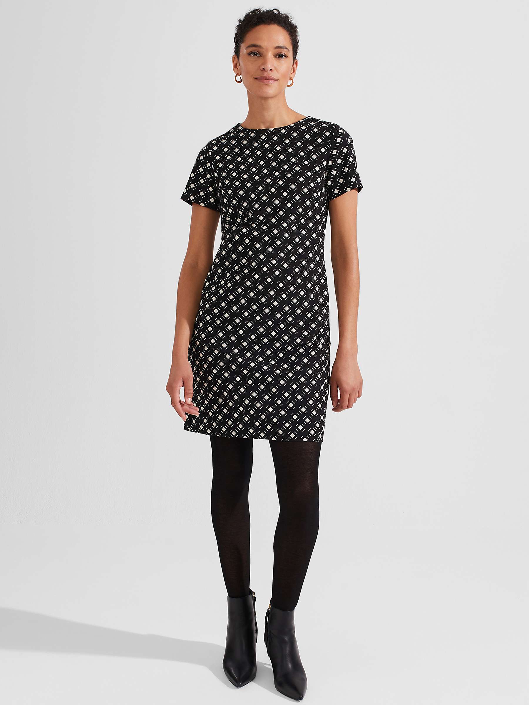 Buy Hobbs Simona Geometric Print Mini Dress, Black/Ivory Online at johnlewis.com