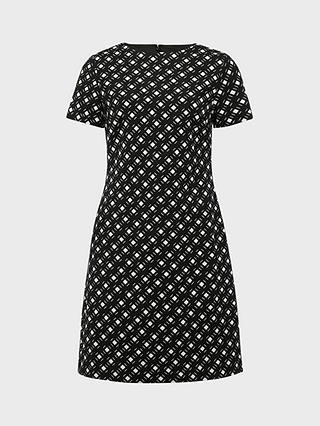 Hobbs Simona Geometric Print Mini Dress, Black/Ivory