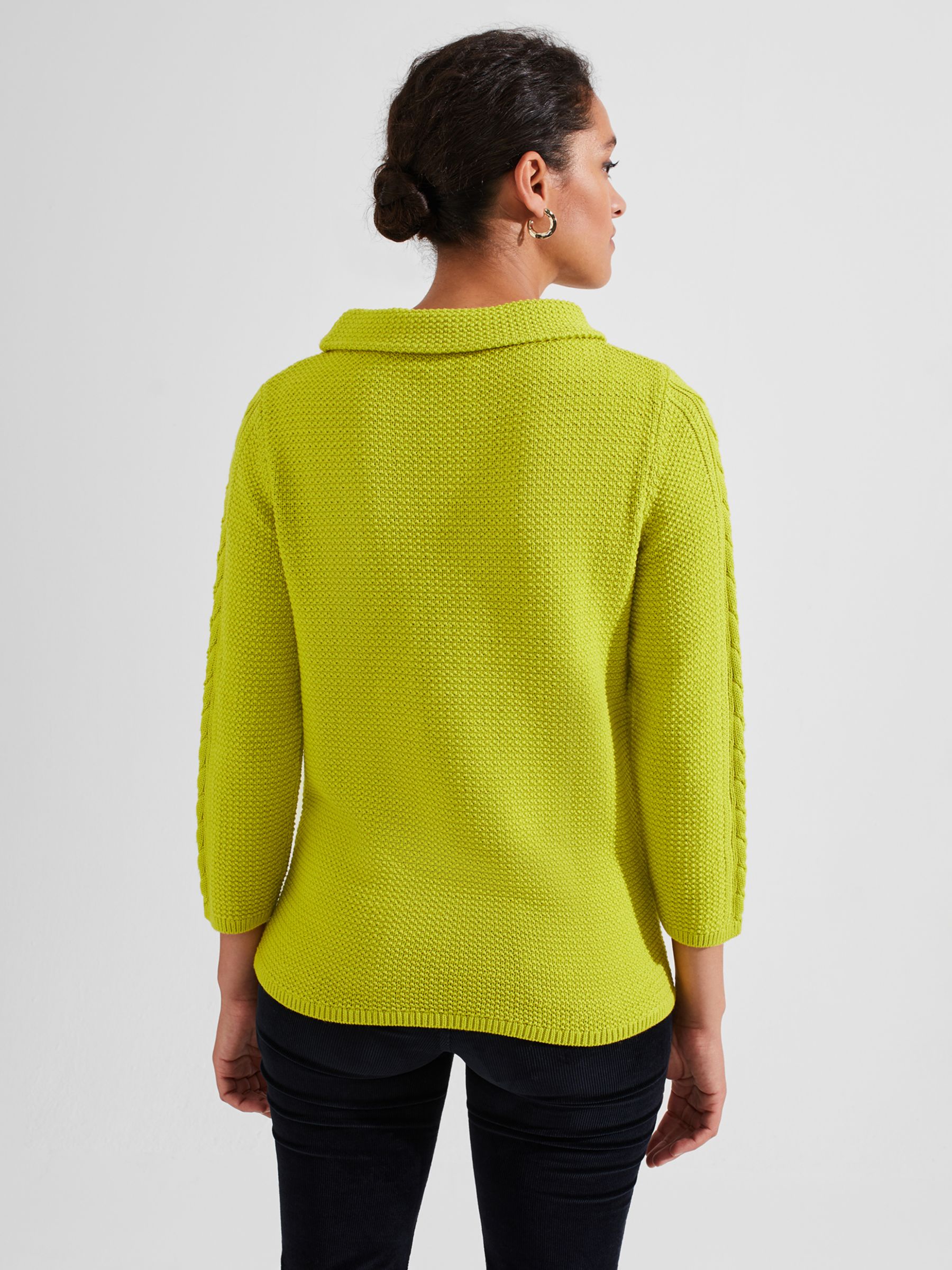 Hobbs Camilla Cable Knit Detail Jumper, Lime, L