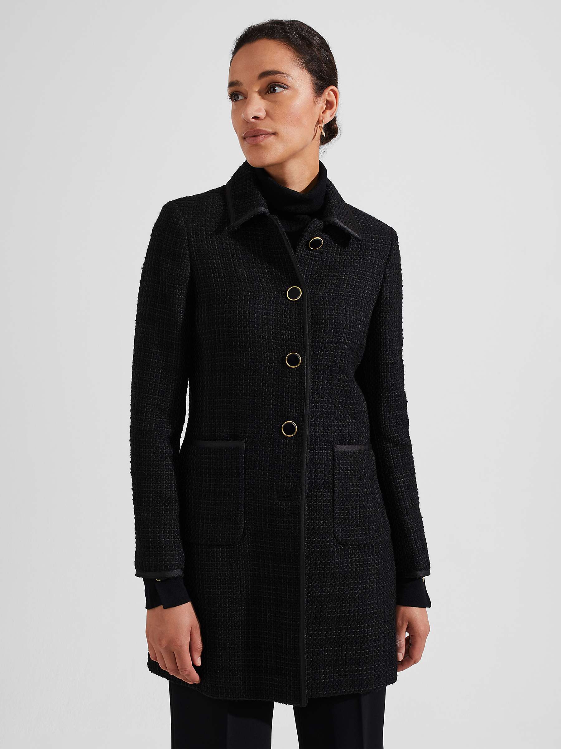 Buy Hobbs Elaine Tweed Coat, Black Online at johnlewis.com