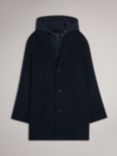 Ted Baker Donlon Wool Blend Hooded Coat, Blue Navy, Blue Navy