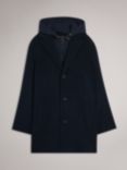Ted Baker Donlon Wool Blend Hooded Coat, Blue Navy