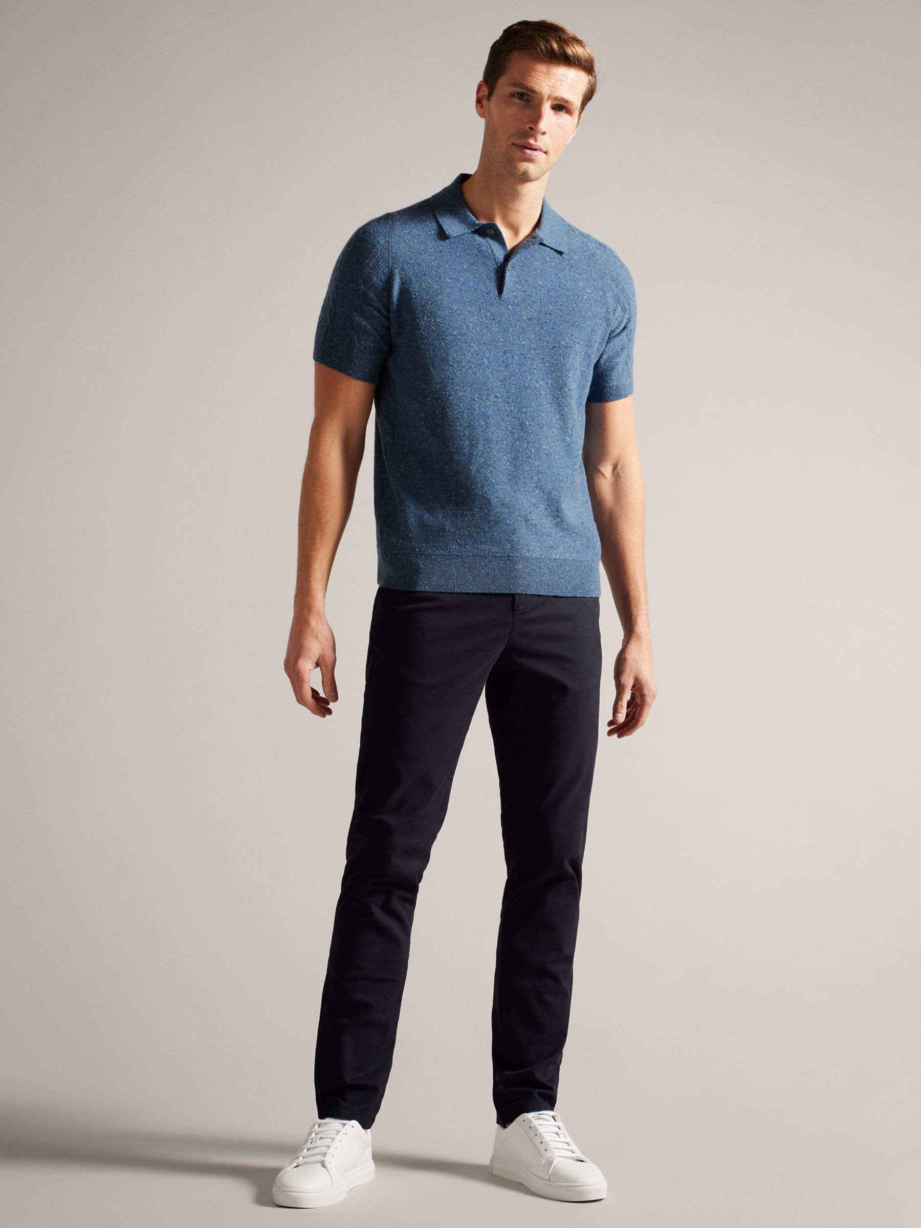 Ted Baker Ustee Short Sleeve Polo Shirt, Blue Mid