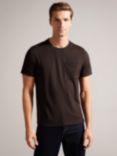 Ted Baker Grine Suede Trim T-Shirt, Brown Mid