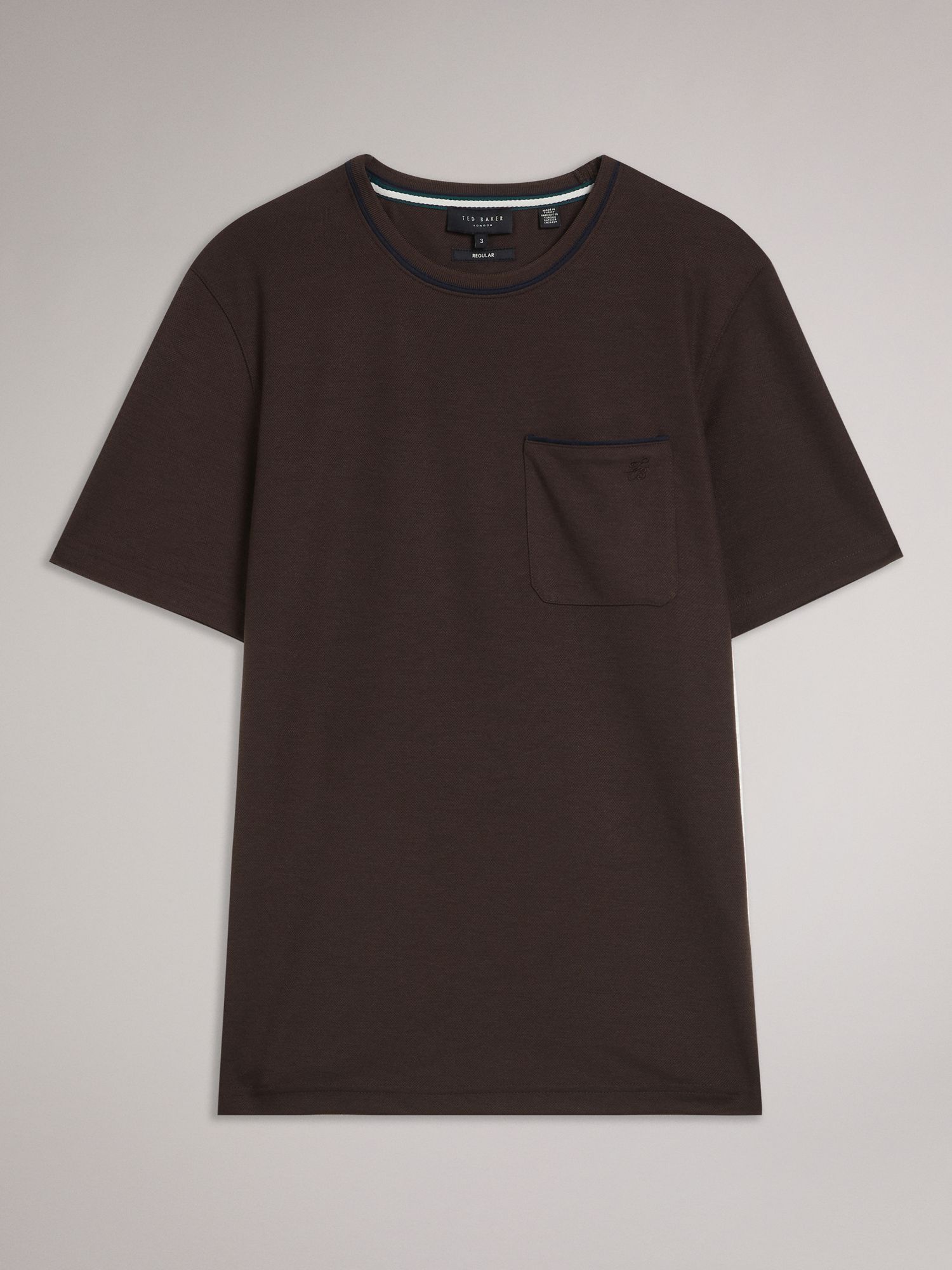 Ted Baker Grine Suede Trim T-Shirt, Brown Mid, XXL