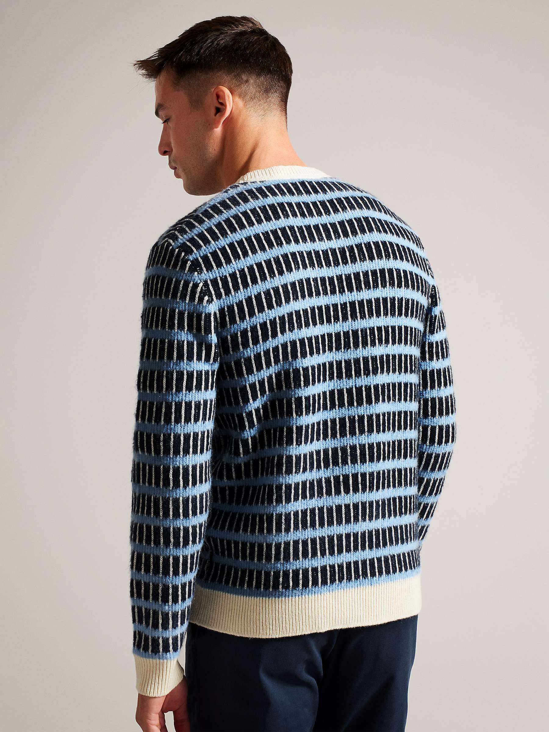Buy Ted Baker Waylen Wool Blend Textured Stripe Jumper, Blue Navy Online at johnlewis.com