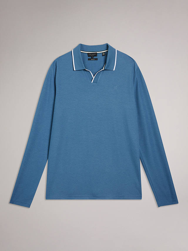 Ted Baker Maste Long Sleeve Regular Polo Shirt, Blue