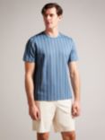 Ted Baker Estat Short Sleeve Regular Cable Jacquard T-Shirt, Blue, Blue