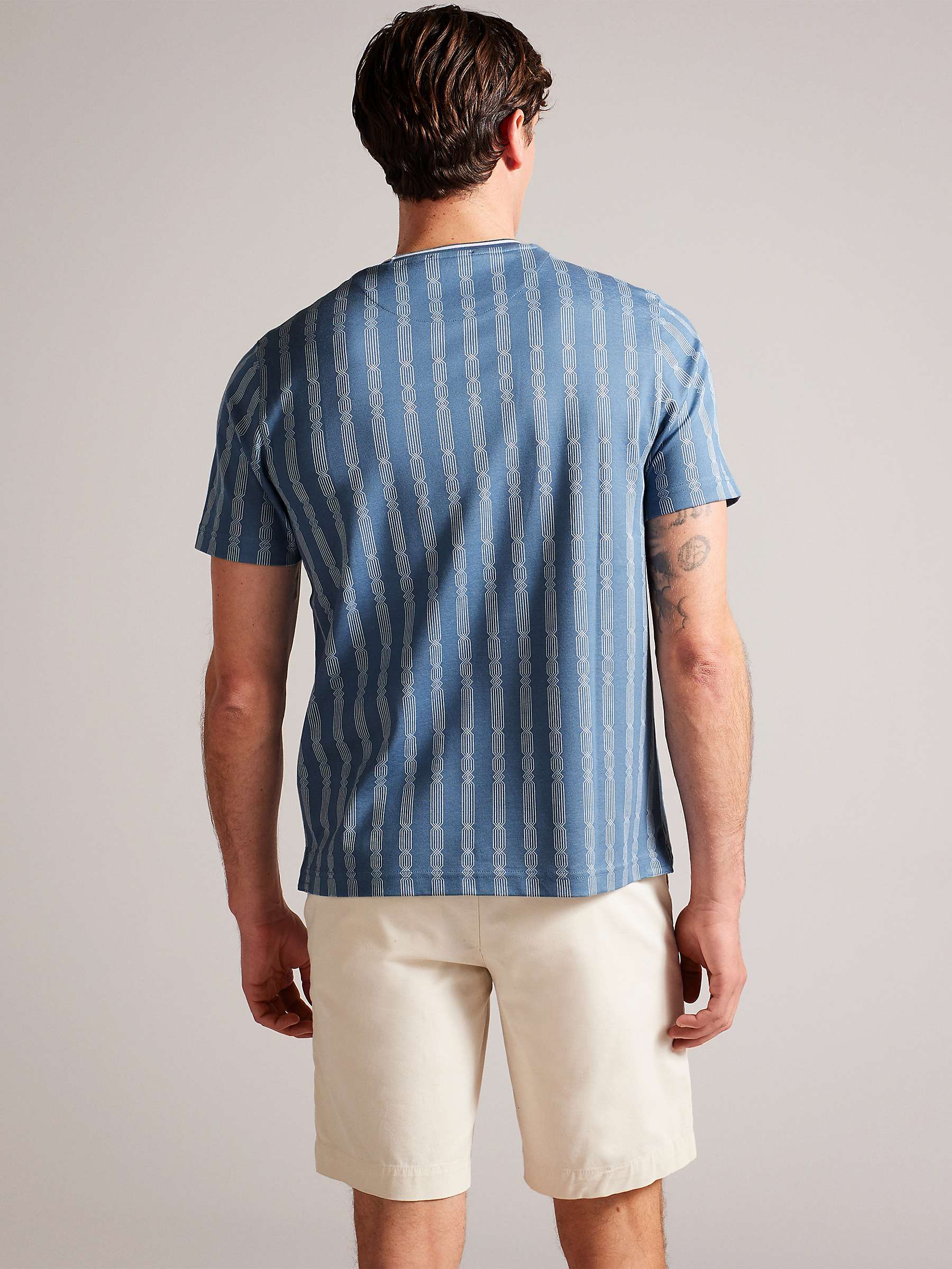 Buy Ted Baker Estat Short Sleeve Regular Cable Jacquard T-Shirt, Blue Online at johnlewis.com