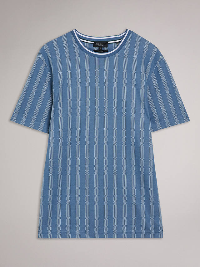 Ted Baker Estat Short Sleeve Regular Cable Jacquard T-Shirt, Blue