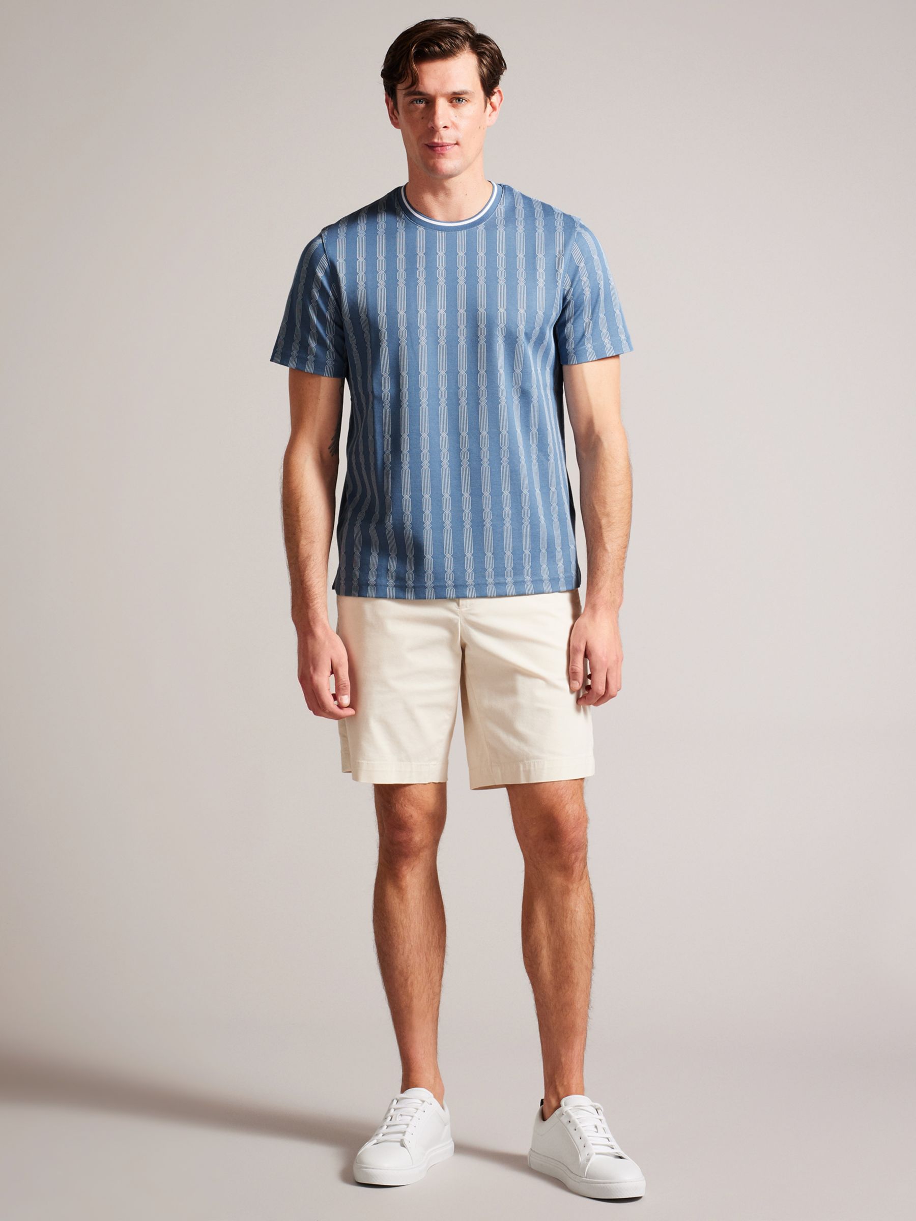 Ted Baker Estat Short Sleeve Regular Cable Jacquard T-Shirt, Blue, L