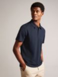 Ted Baker Aroue Short Sleeve Auede Trim Polo Shirt, Blue Navy