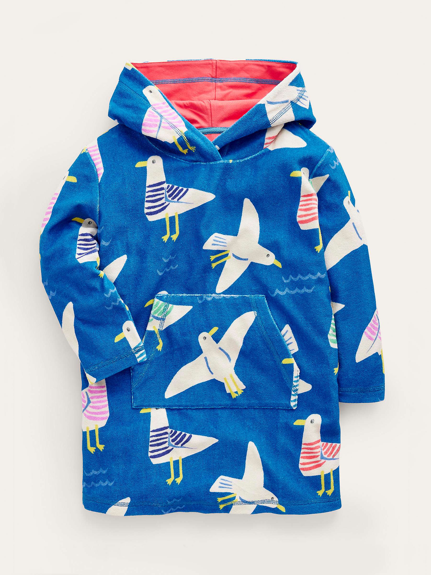 Buy Mini Boden Kids' Seagull Towelling Hooded Beach Dress, Blue/Multi Online at johnlewis.com