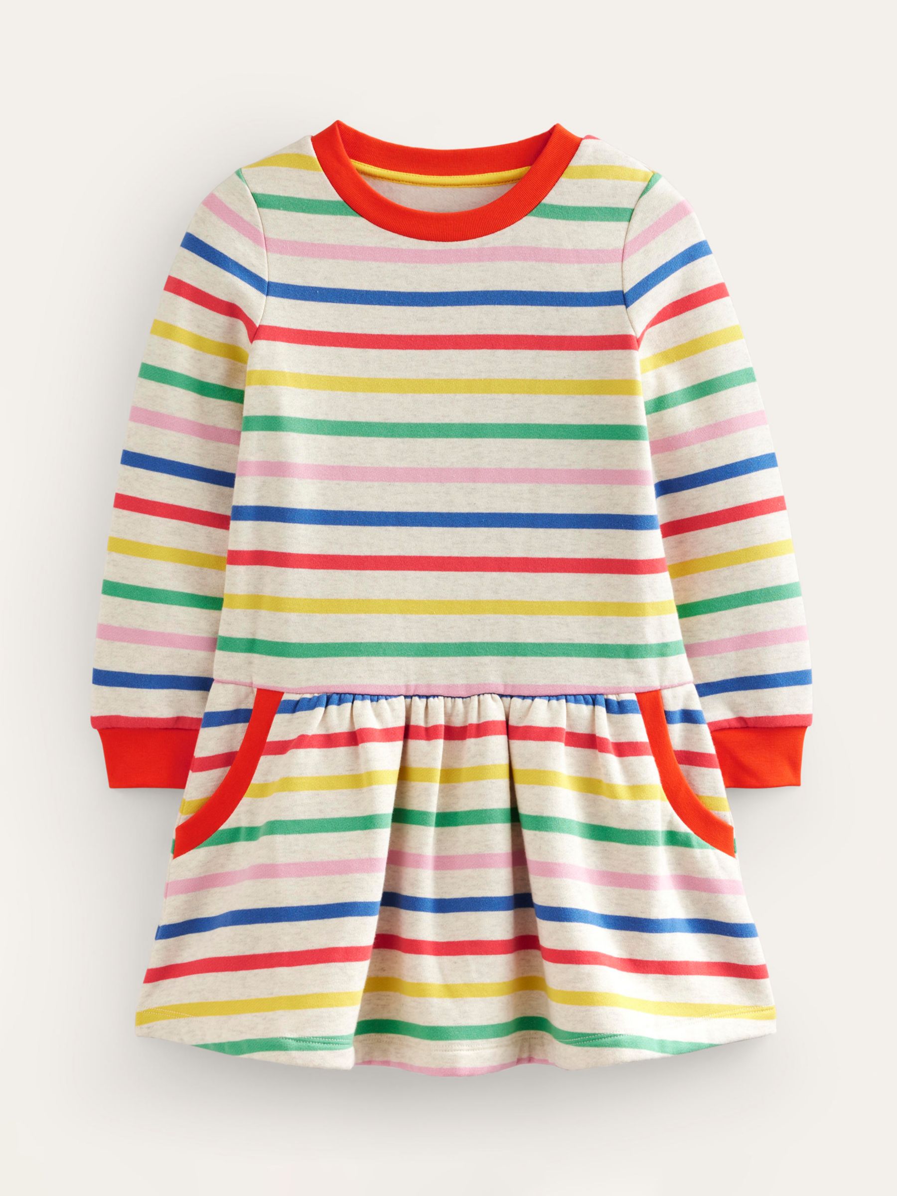 Buy Mini Boden Kids' Cosy Stripe Print Sweatshirt Dress, Multi Online at johnlewis.com