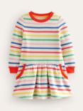 Mini Boden Kids' Cosy Stripe Print Sweatshirt Dress, Multi