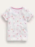 Mini Boden Kids' Pointelle Hearts Short Sleeve Top, Ivory