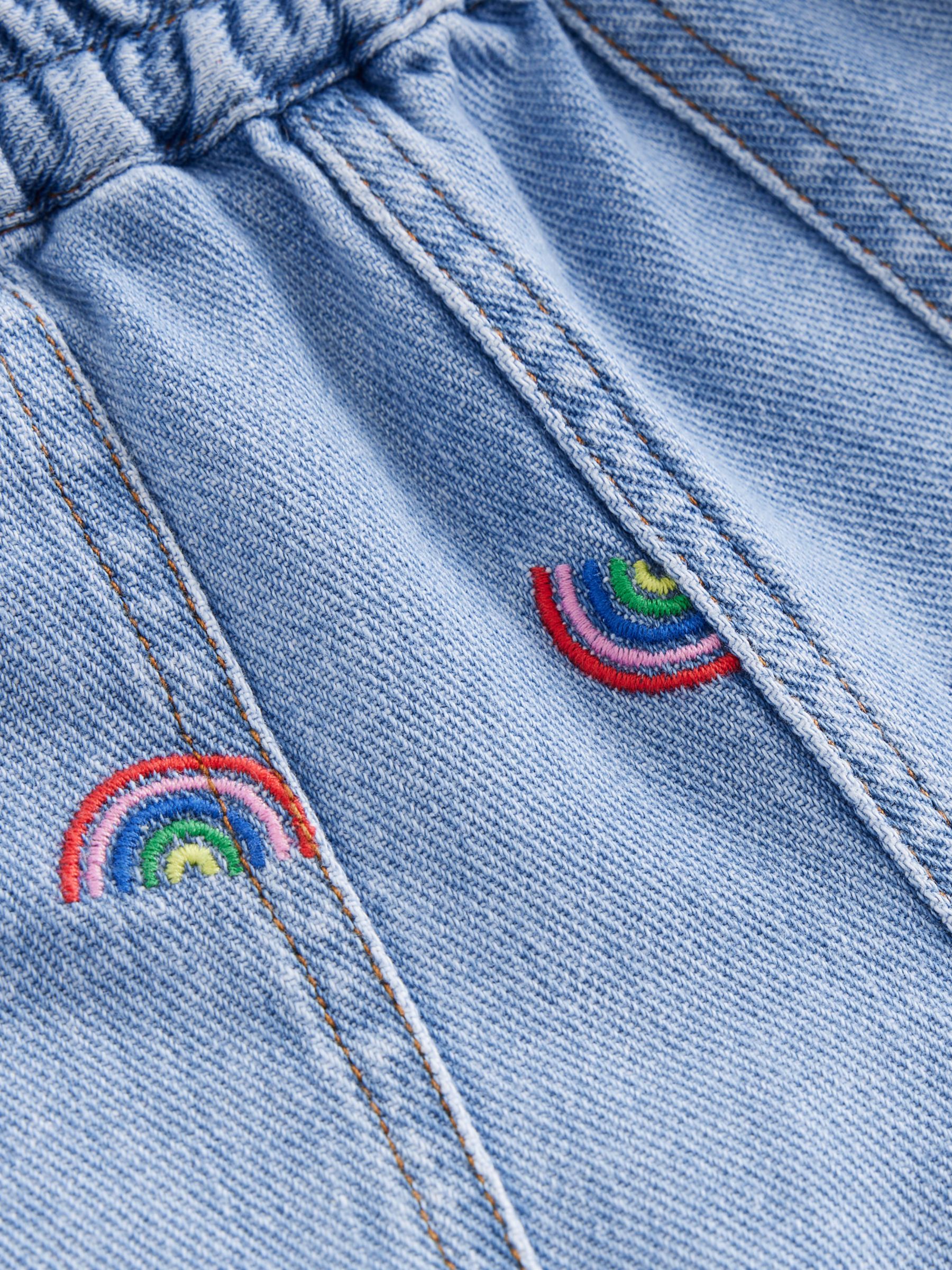 Mini Boden Kids' Scattered Rainbow Embroidered Pull-On Jeans, Blue at John  Lewis & Partners