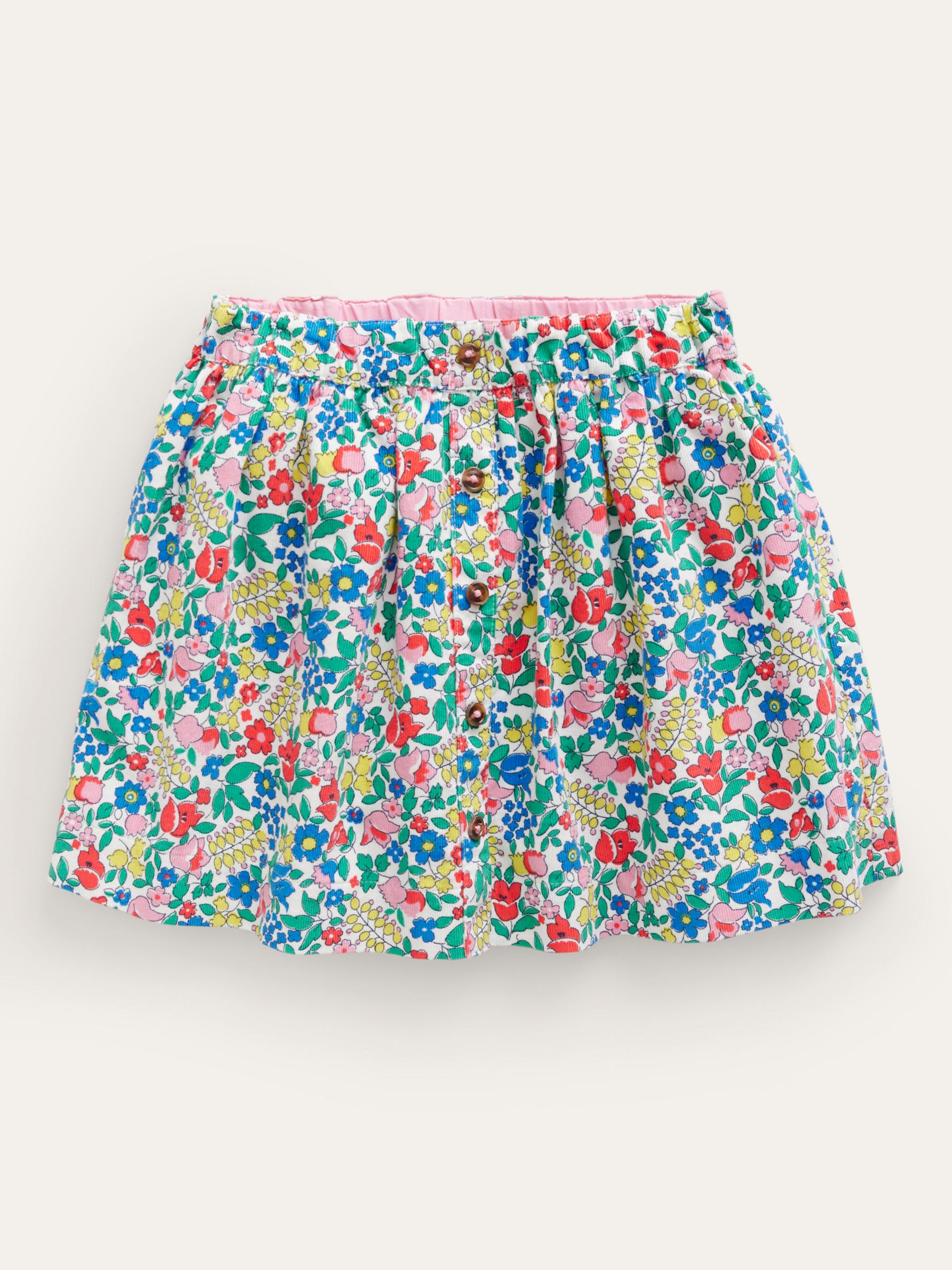 Mini Boden Kids' Floral Cord Twirly Mini Skirt, Multi, 11-12 years
