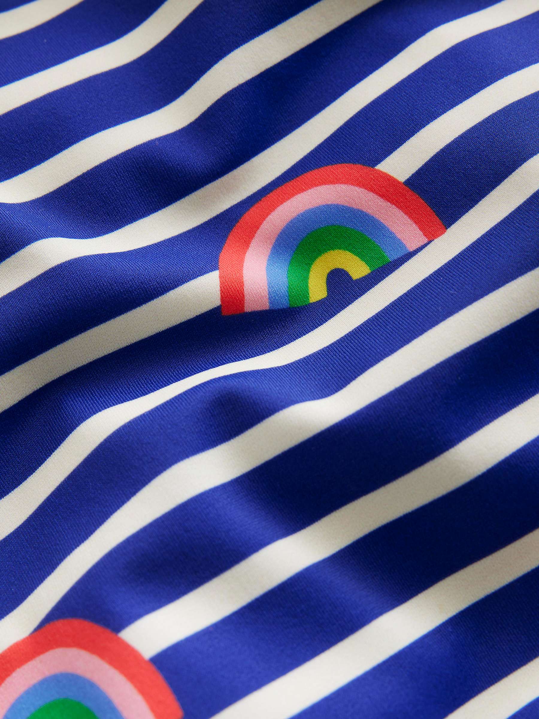 Buy Mini Boden Kids' Stripe & Rainbow Print Cross Back Swimsuit, Blue Breton Online at johnlewis.com
