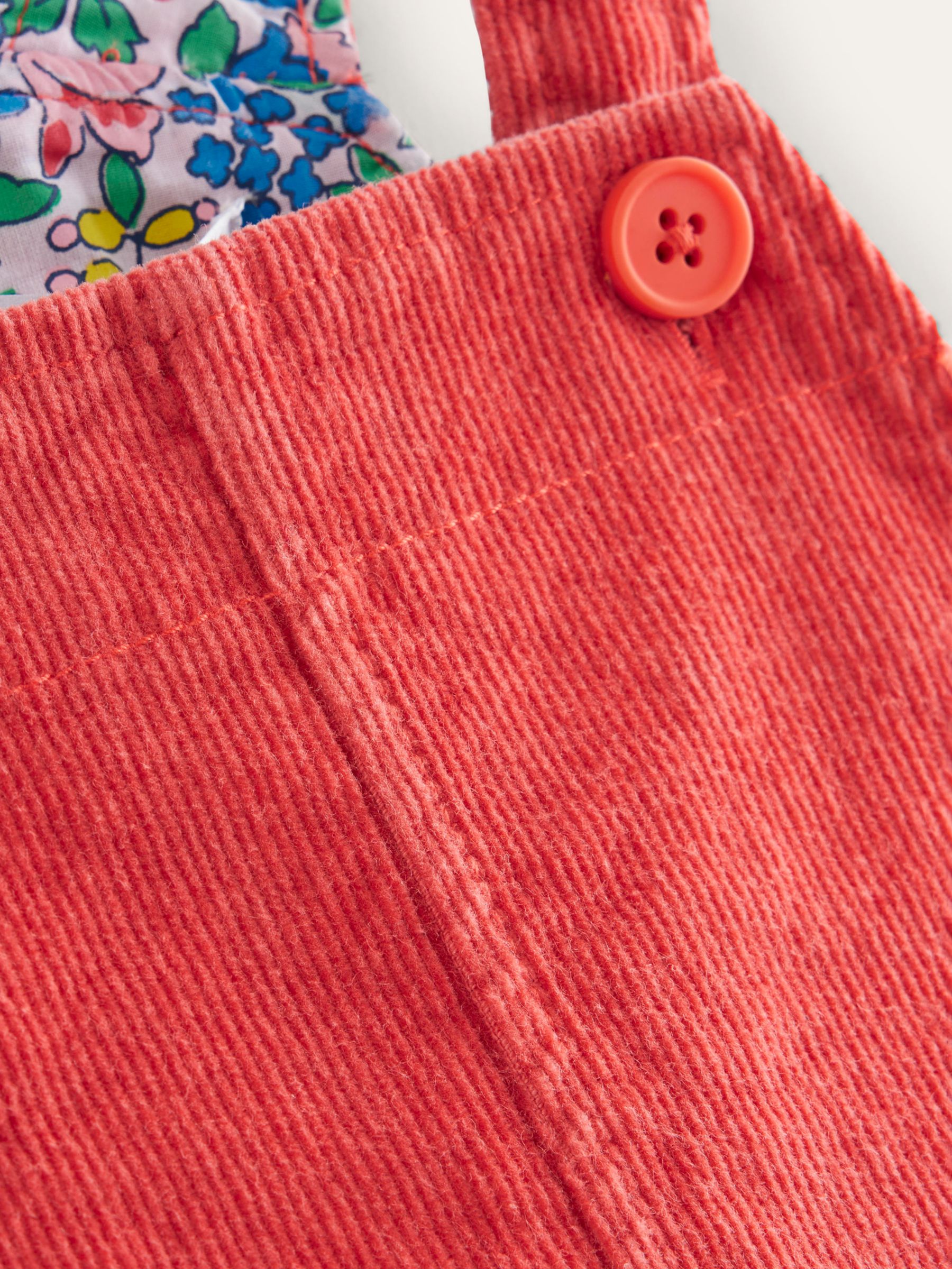 Buy Mini Boden Kids' Relaxed Cord Dungaree Dress, Coral Pink Online at johnlewis.com