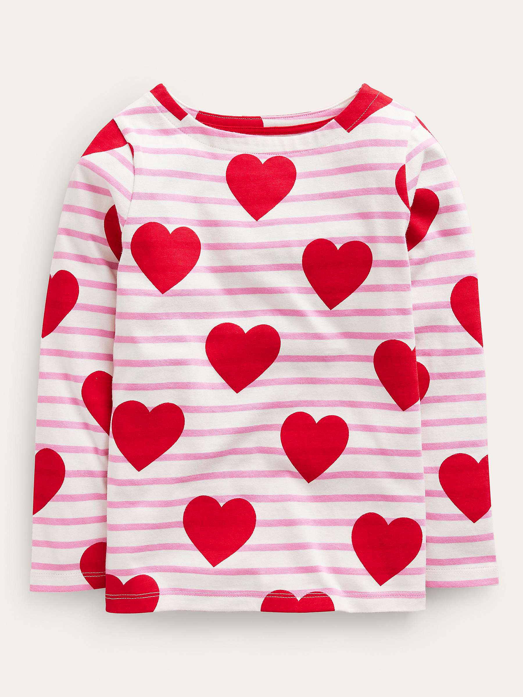 Buy Mini Boden Kids' Everyday Heart & Stripe Breton Top, Poppy Red Online at johnlewis.com