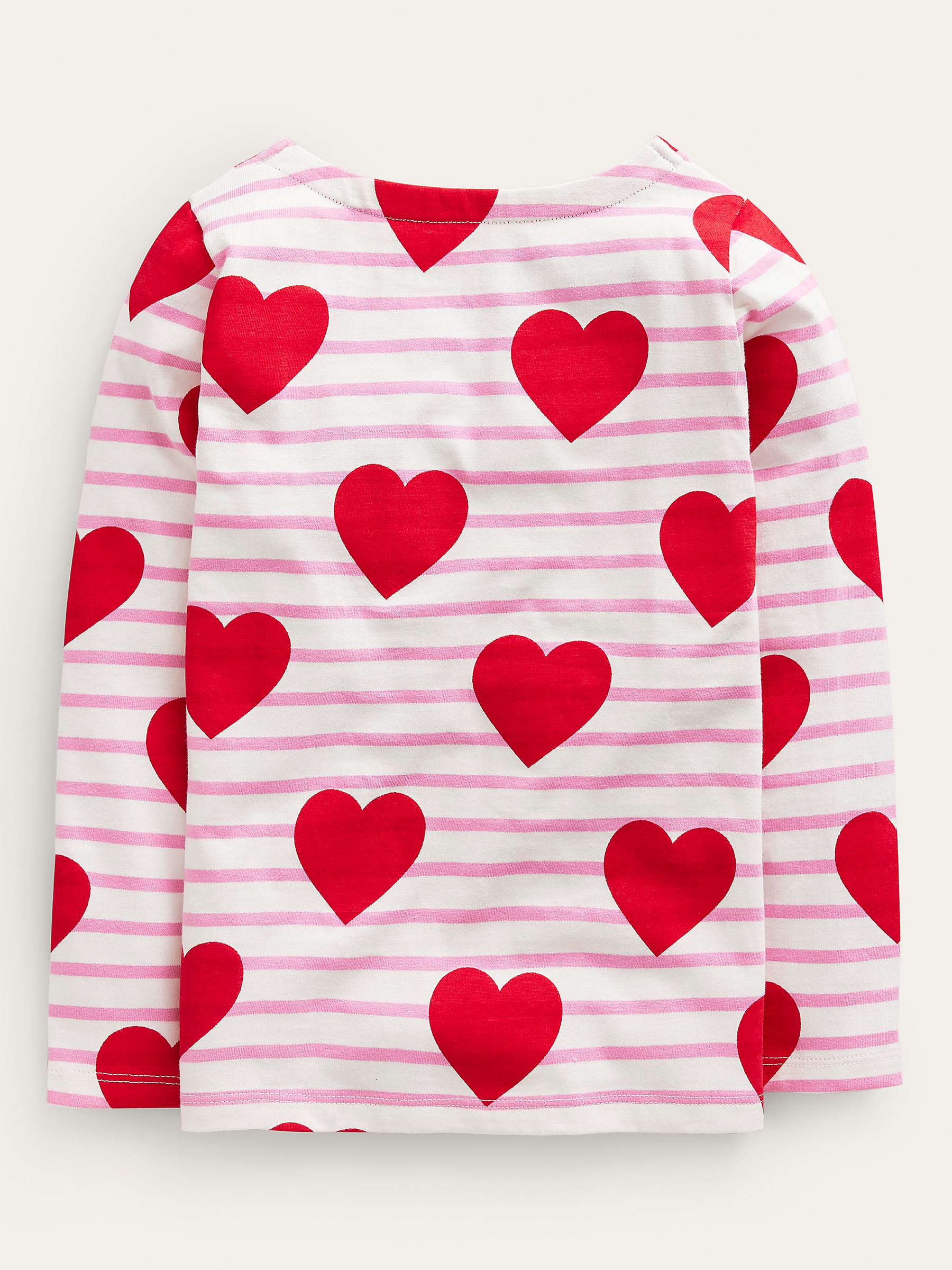 Buy Mini Boden Kids' Everyday Heart & Stripe Breton Top, Poppy Red Online at johnlewis.com