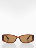 Mango Women's Didi Rectangular Sunglasses, Brown