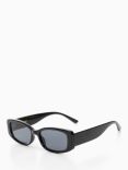 Mango Women's Didi Rectangular Sunglasses, Black