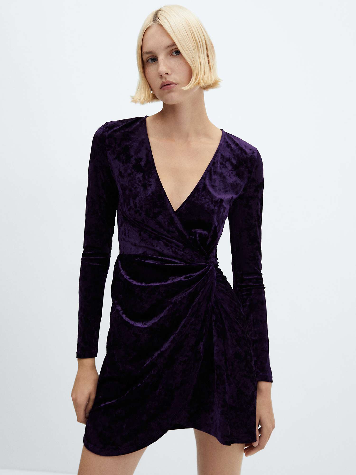 Mango Xmartita Velvet Mini Dress, Medium Purple at John Lewis & Partners