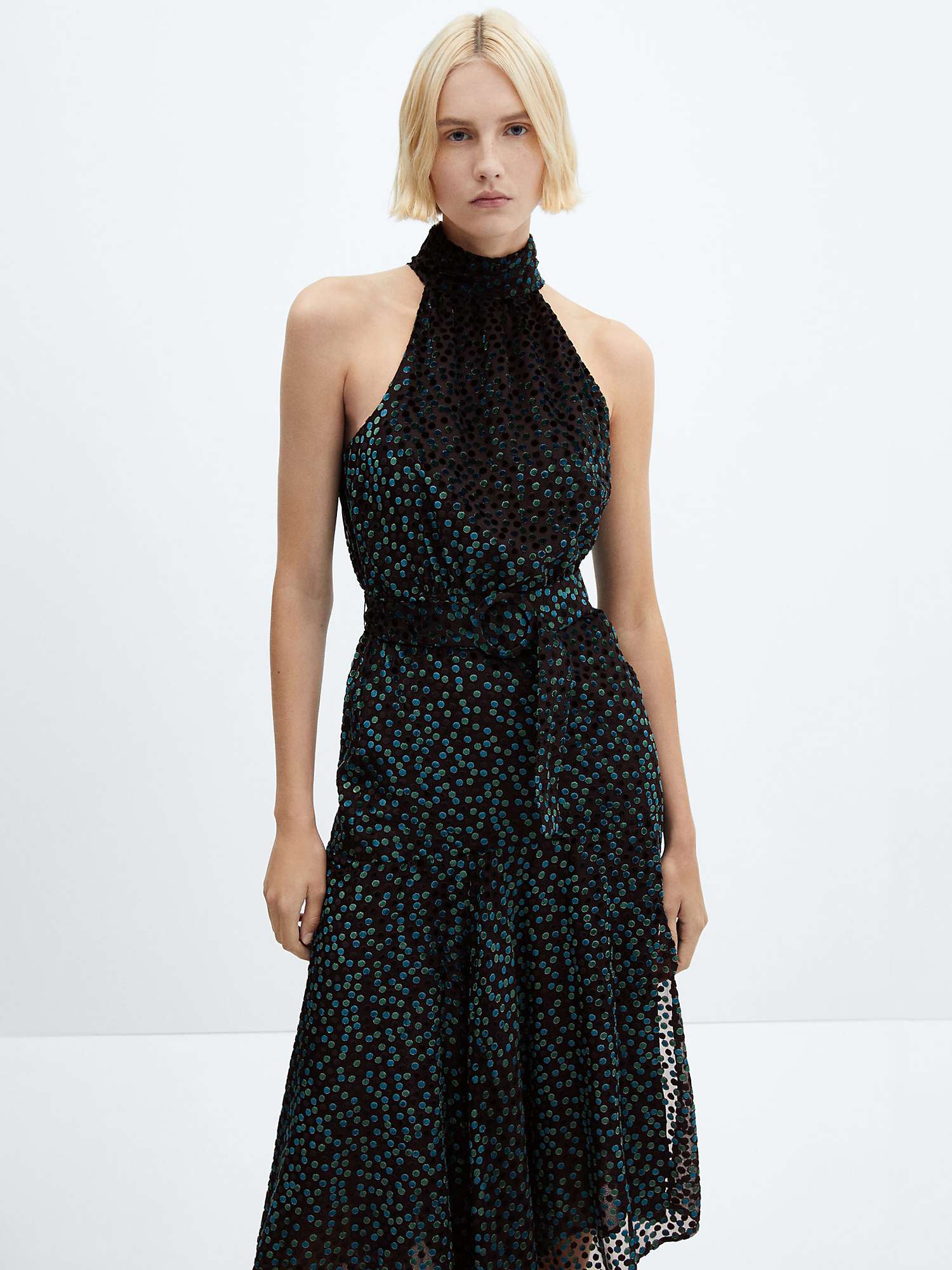Buy Mango Adeli Velvet Spot Dress, Black Online at johnlewis.com
