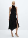 Mango Adeli Velvet Spot Dress, Black