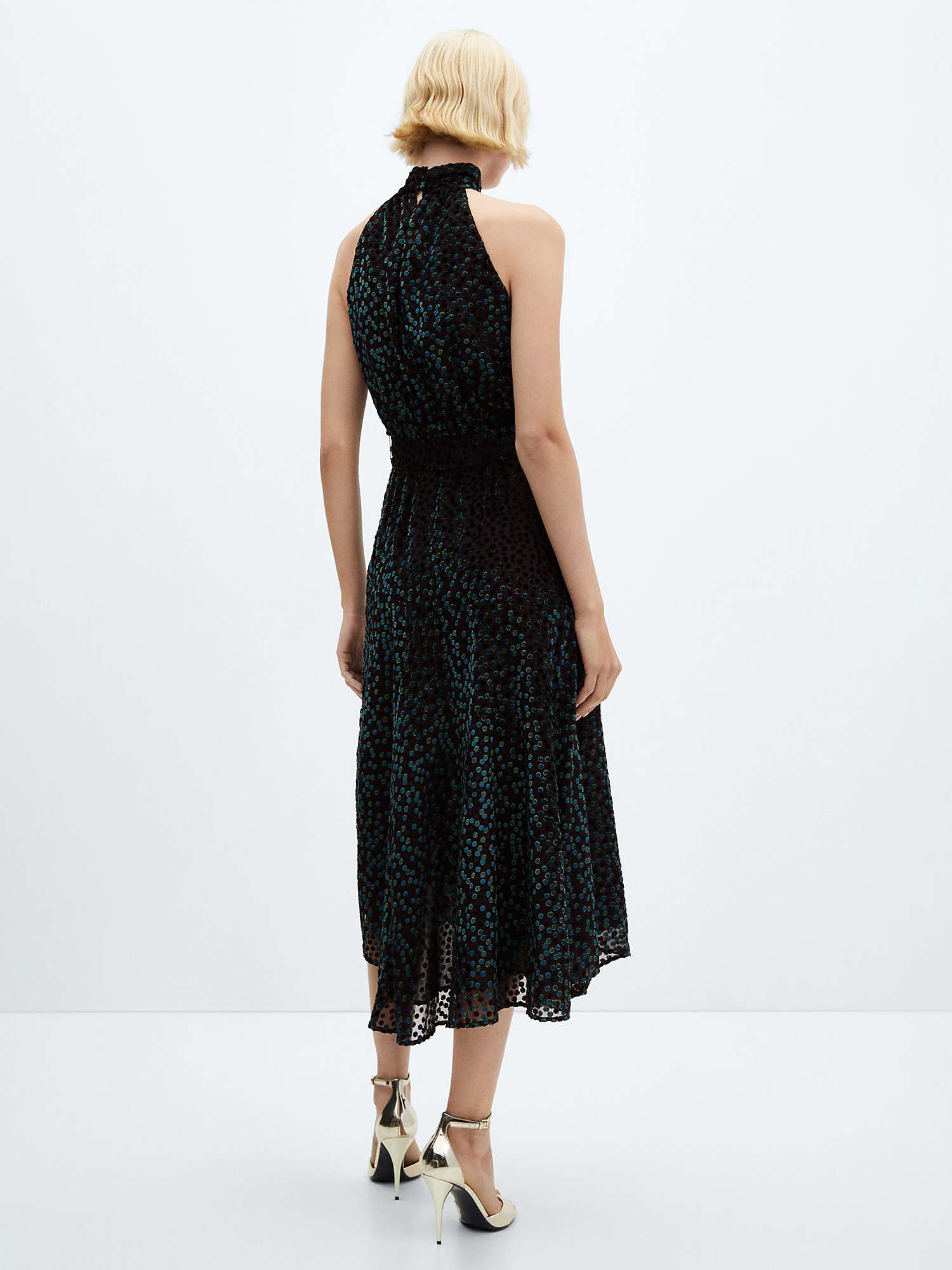 Buy Mango Adeli Velvet Spot Dress, Black Online at johnlewis.com