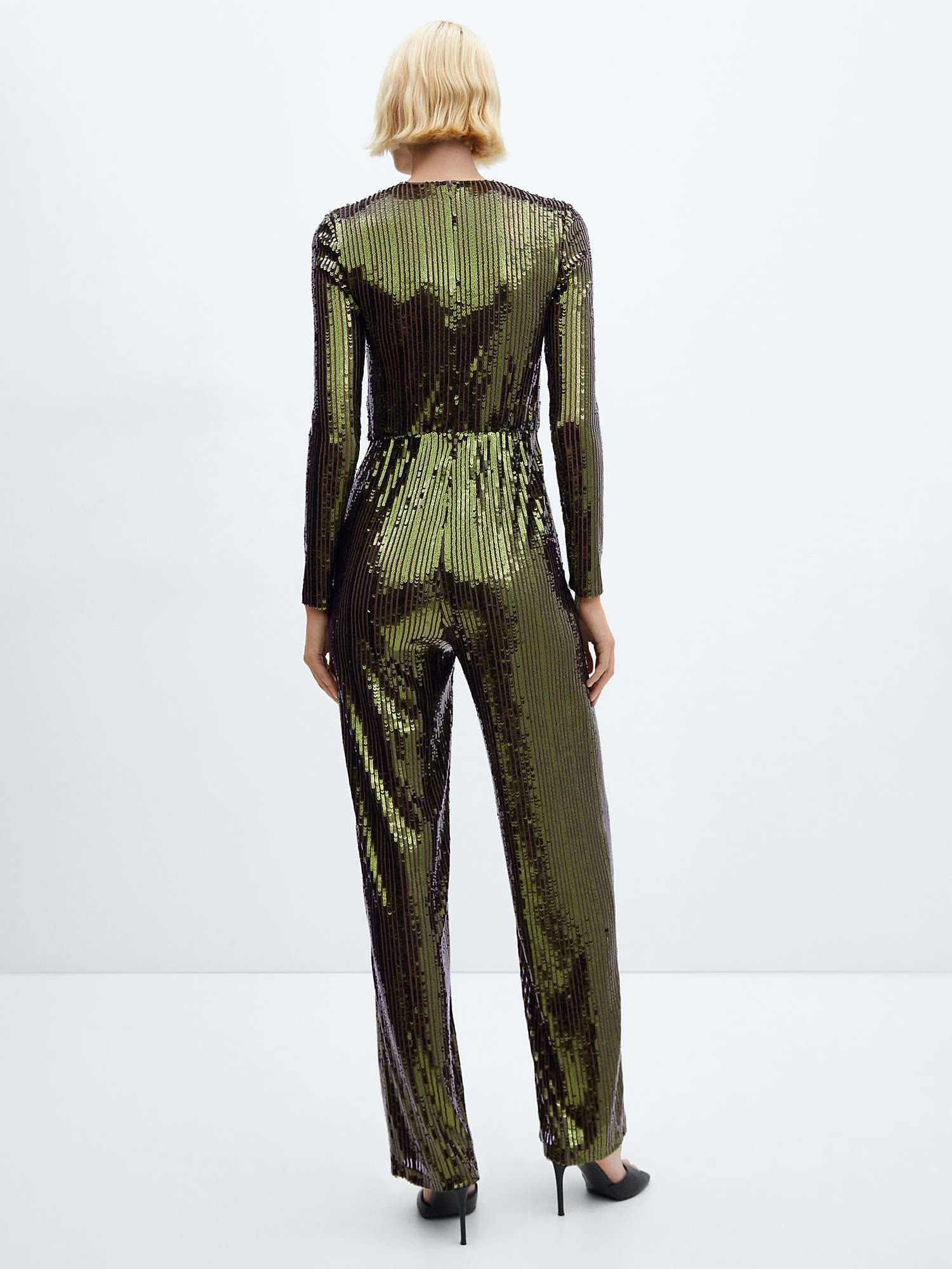 Buy Mango Xhutton Sequin Jumpsuit, Green Online at johnlewis.com