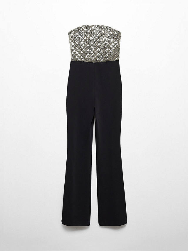 Mango Bastian Sequin Top Jumpsuit, Black