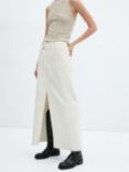 Mango Amelia Asymmetric Denim Maxi Skirt, Light Beige