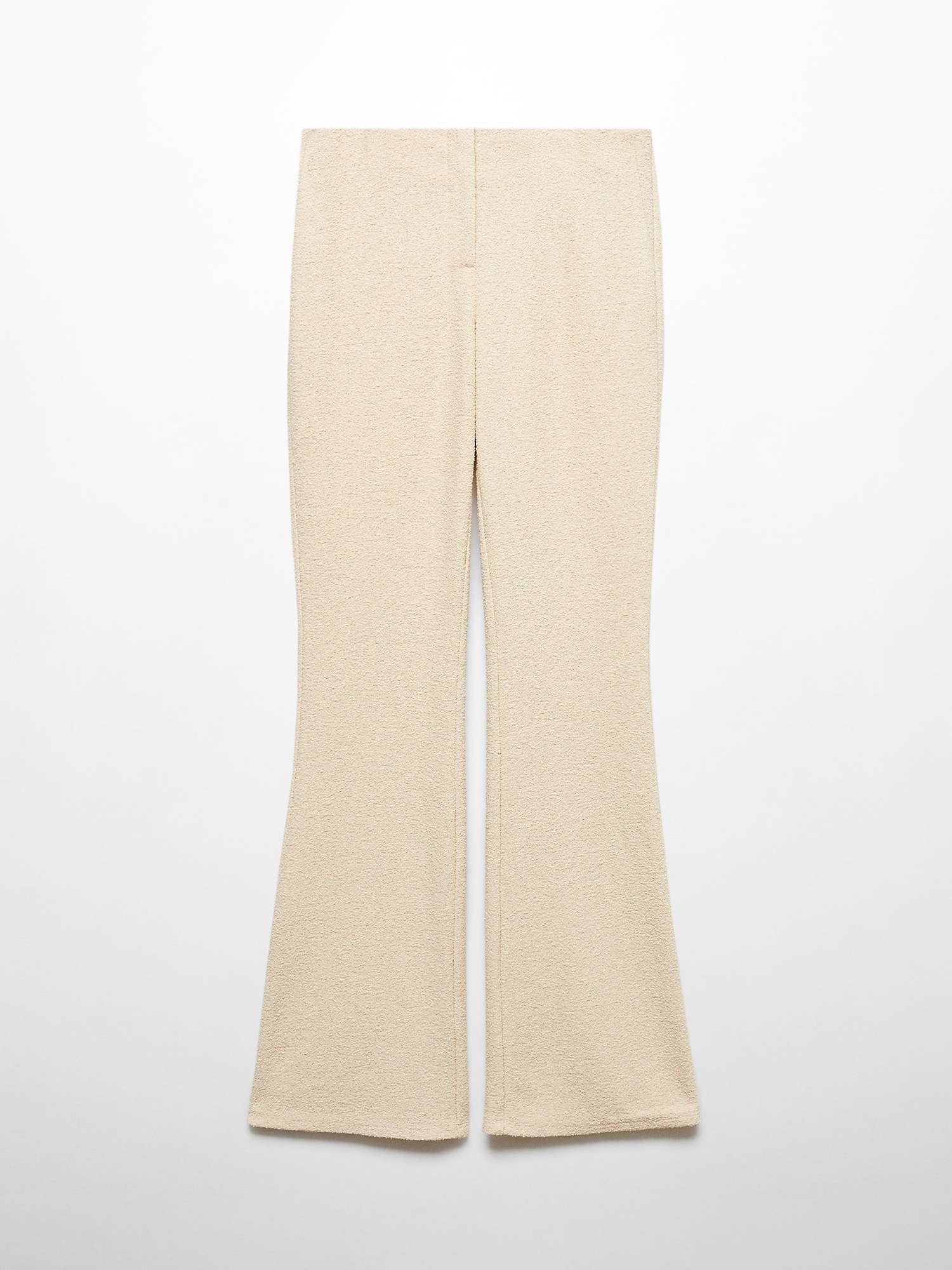 Mango Demi Flared Knitted Trousers, Natural White at John Lewis & Partners