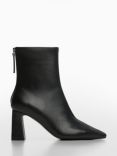 Mango Limo Faux Leather Zip Up Ankle Boot, Black