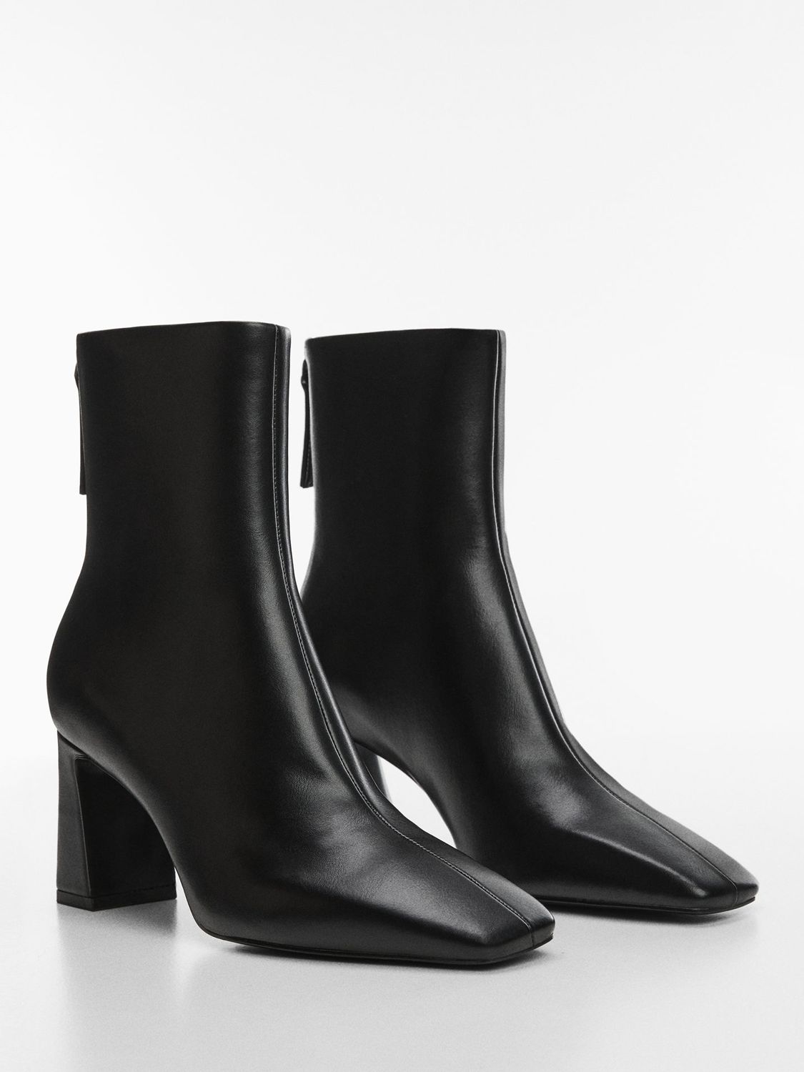 Mango Limo Faux Leather Zip Up Ankle Boot, Black at John Lewis & Partners