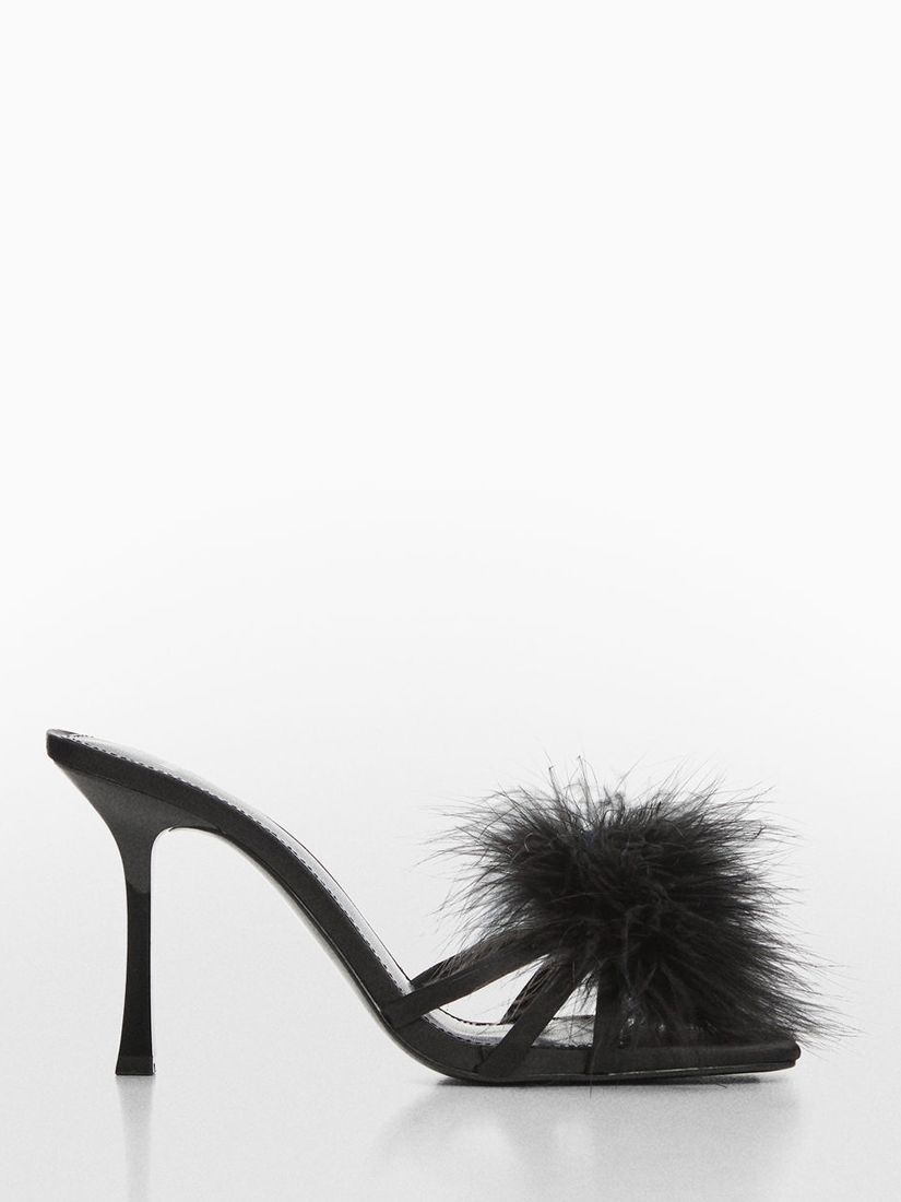 Mango Flashy Feather Detail Heeled Sandals