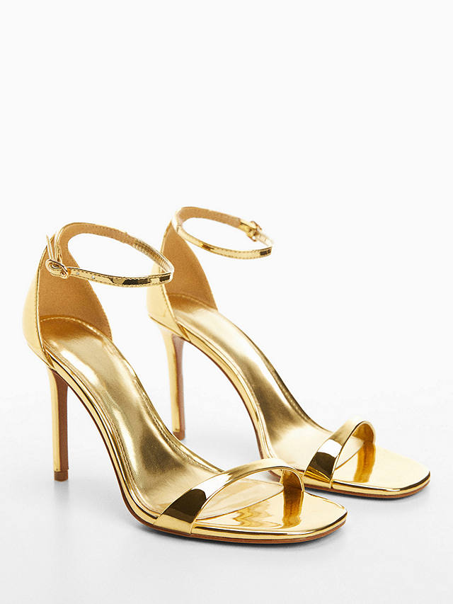 Mango Viviane Stiletto Heel Sandals, Gold at John Lewis & Partners