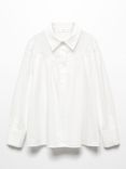 Mango Kids' Marion Button-Down Collar Shirt, Natural White