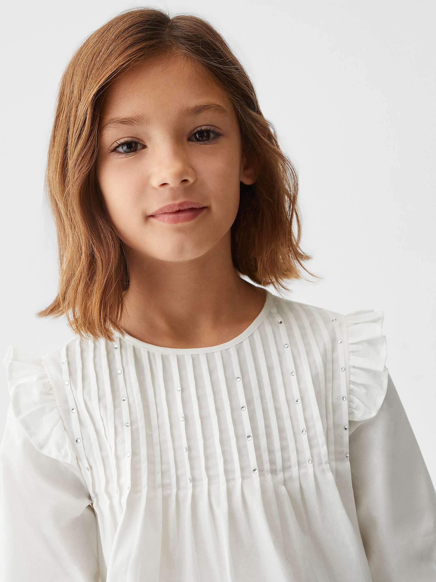 Buy Mango Kids' Matilda Sparkle Applique Ruffle Sleeve Blouse, White Online at johnlewis.com