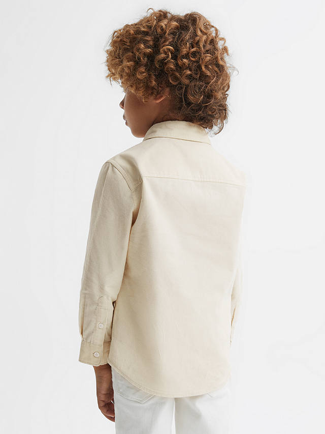 Reiss Kids' Albion Cutaway Collar Long Sleeve Shirt, White