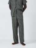 John Lewis Linen Blend Paisley Print Lounge Pants, Khaki/Navy