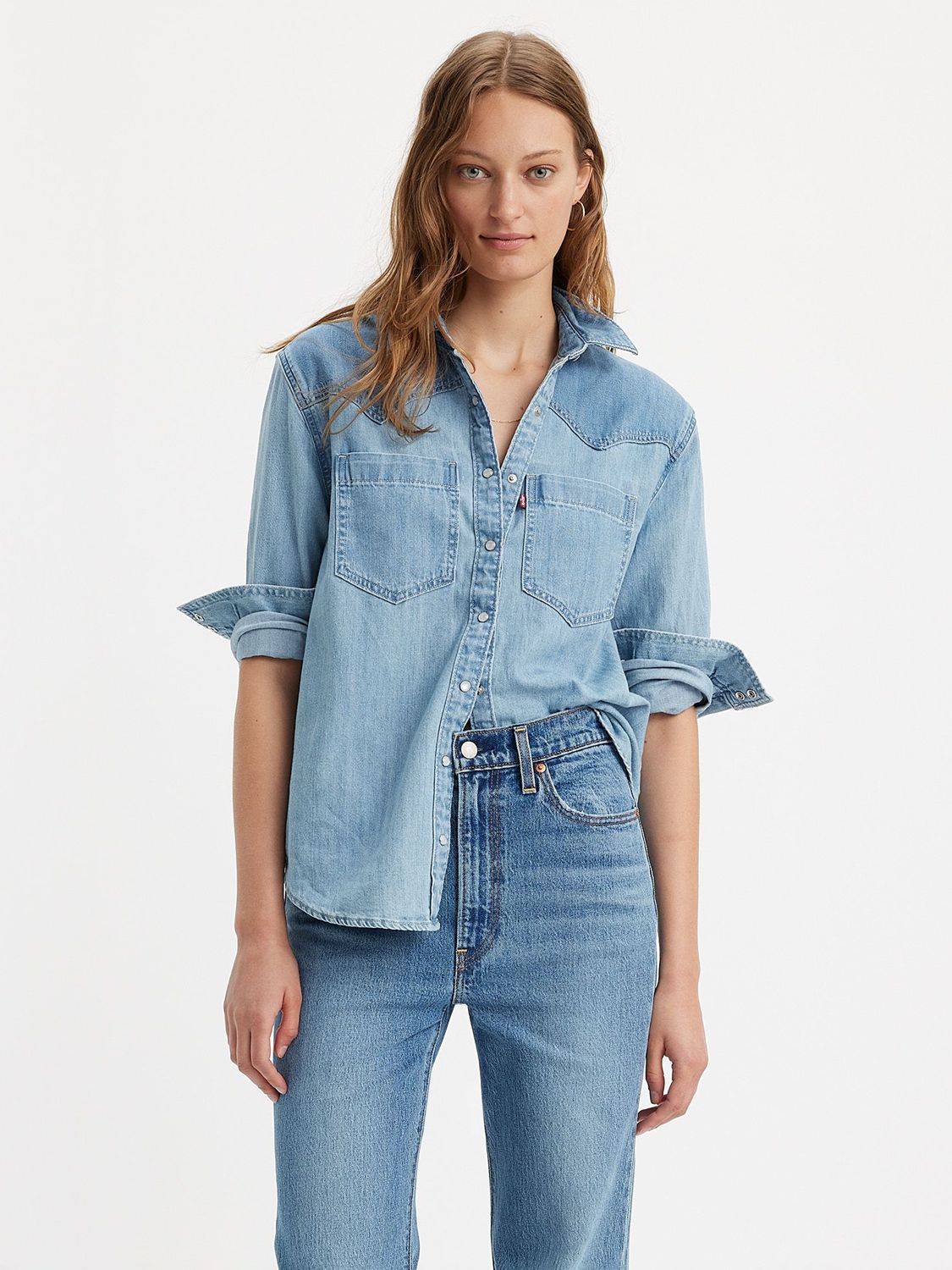 Levi's Teodora Denim Shirt, Done And Dusted 2 at John Lewis & Partners