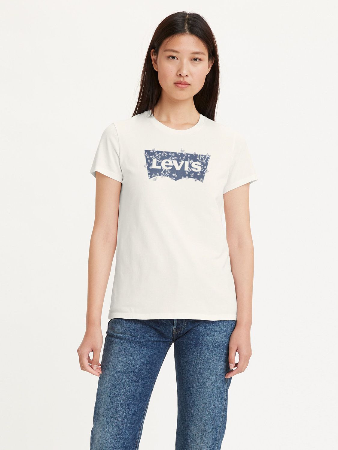 Levi's The Perfect T-Shirt, Mara Floral Egret at John Lewis & Partners