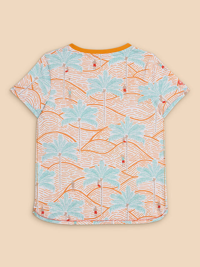 White Stuff Kids' Palm Tree Print T-Shirt, Orange/Multi