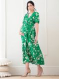 Seraphine Mavie Abstract Floral Print Midi Maternity Dress, Green/Multi, Green/Multi