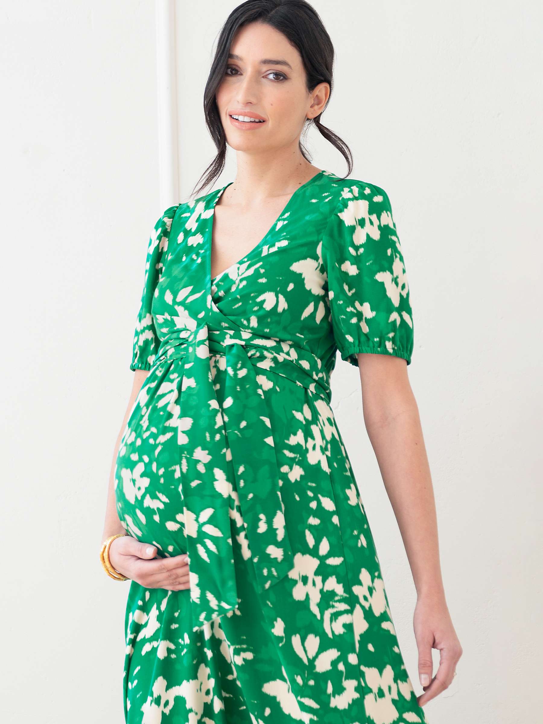 Buy Seraphine Mavie Abstract Floral Print Midi Maternity Dress, Green/Multi Online at johnlewis.com